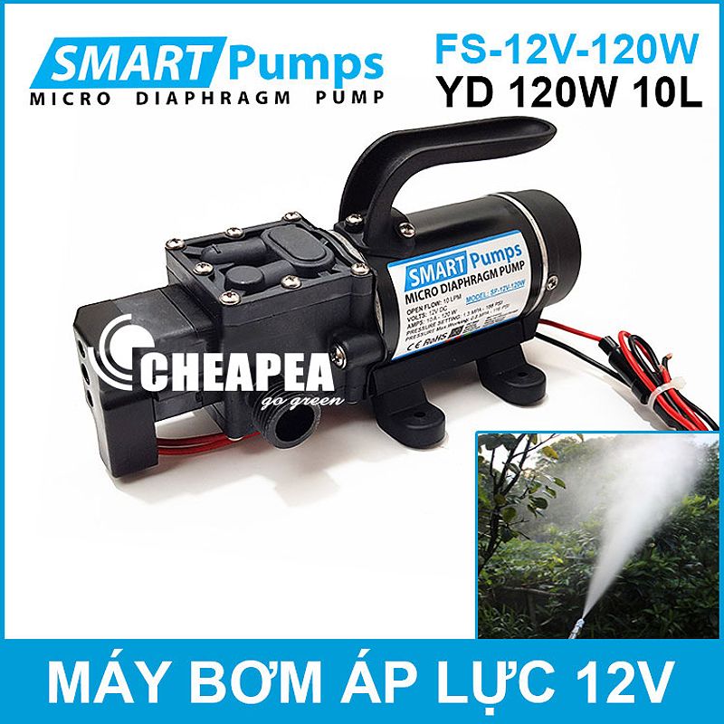 Hình ảnh máy bơm nước mini 12V công suất 120W, thiết kế nhỏ gọn, phù hợp cho nhiều ứng dụng.