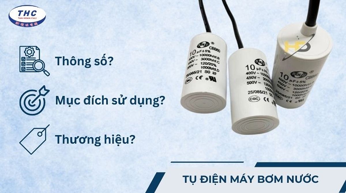 Hình ảnh tụ điện máy bơm nước, minh họa cho tác dụng và cấu tạo của linh kiện này.